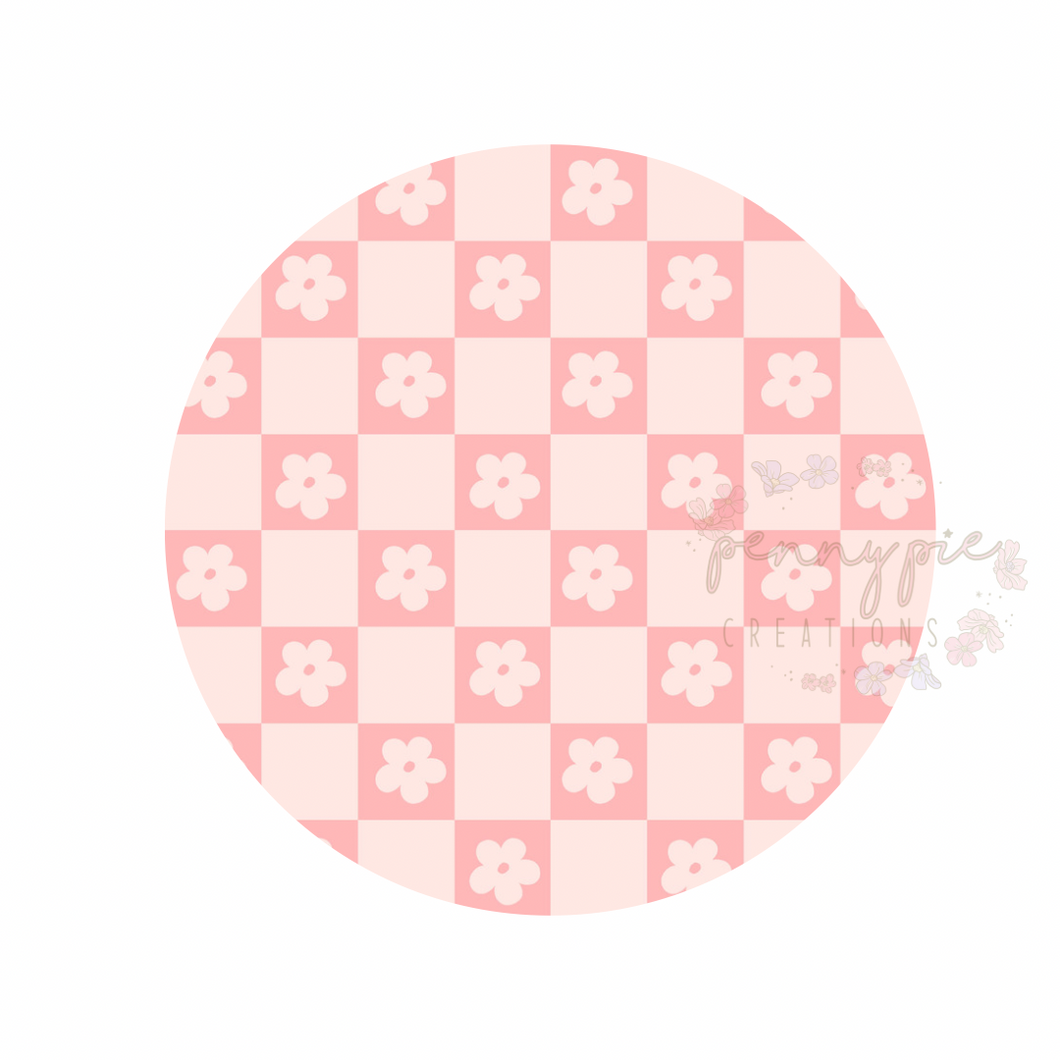 Pink Flower Checkers